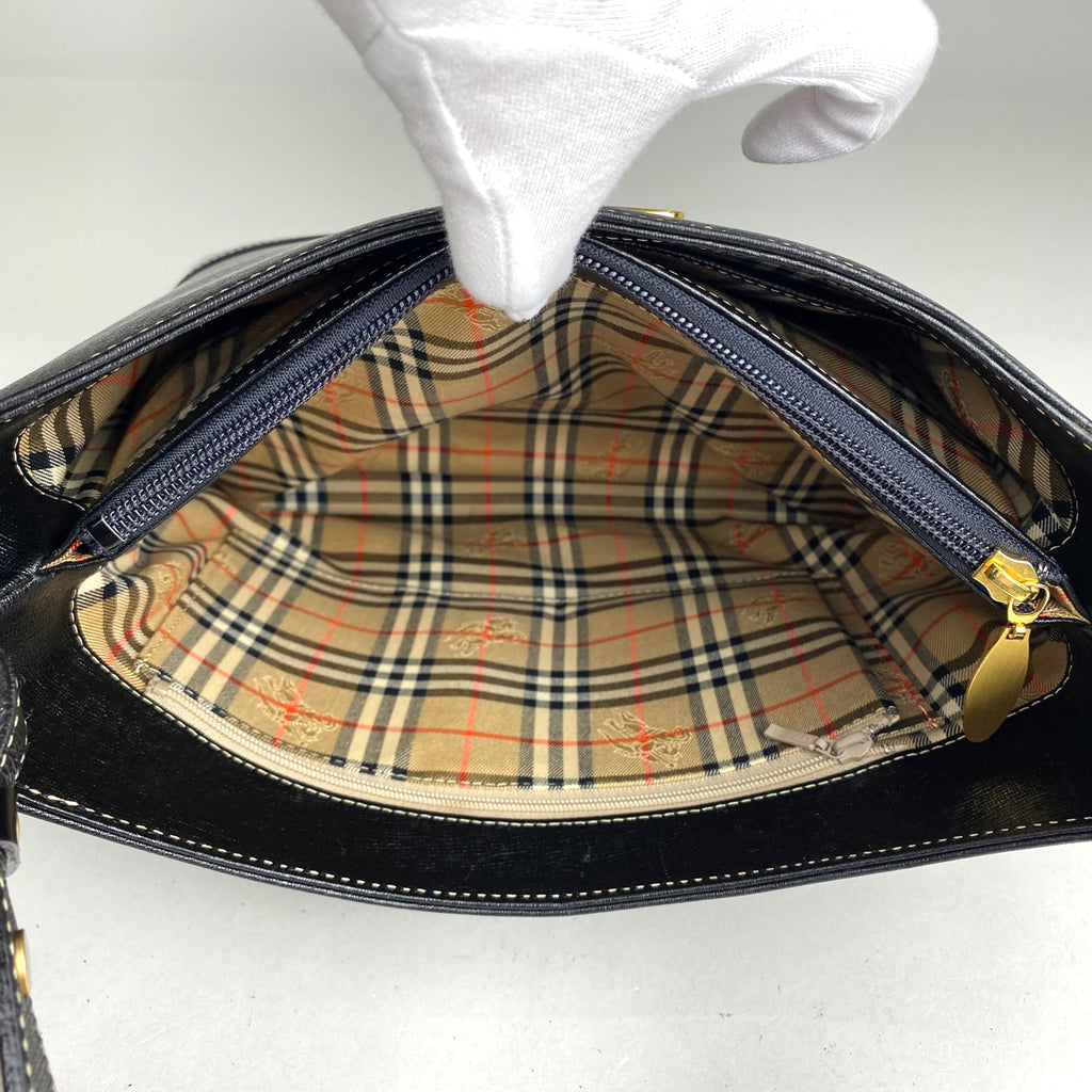 バーバリー ロゴ ショルダーバッグ ワンショルダー ショルダーバッグ レザー ブラック レディース 【中古】brbag