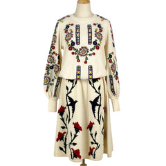 シャネル ココマークボタン セットアップ P52039 花柄 セットアップ スカート アイボリー レディース 【中古】brapp