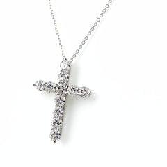 ティファニー クロス ペンダント プラチナ ネックレス ラージ 十字架 ネックレス Pt950 Pt850 ダイヤモンド レディース 【中古】brjwl