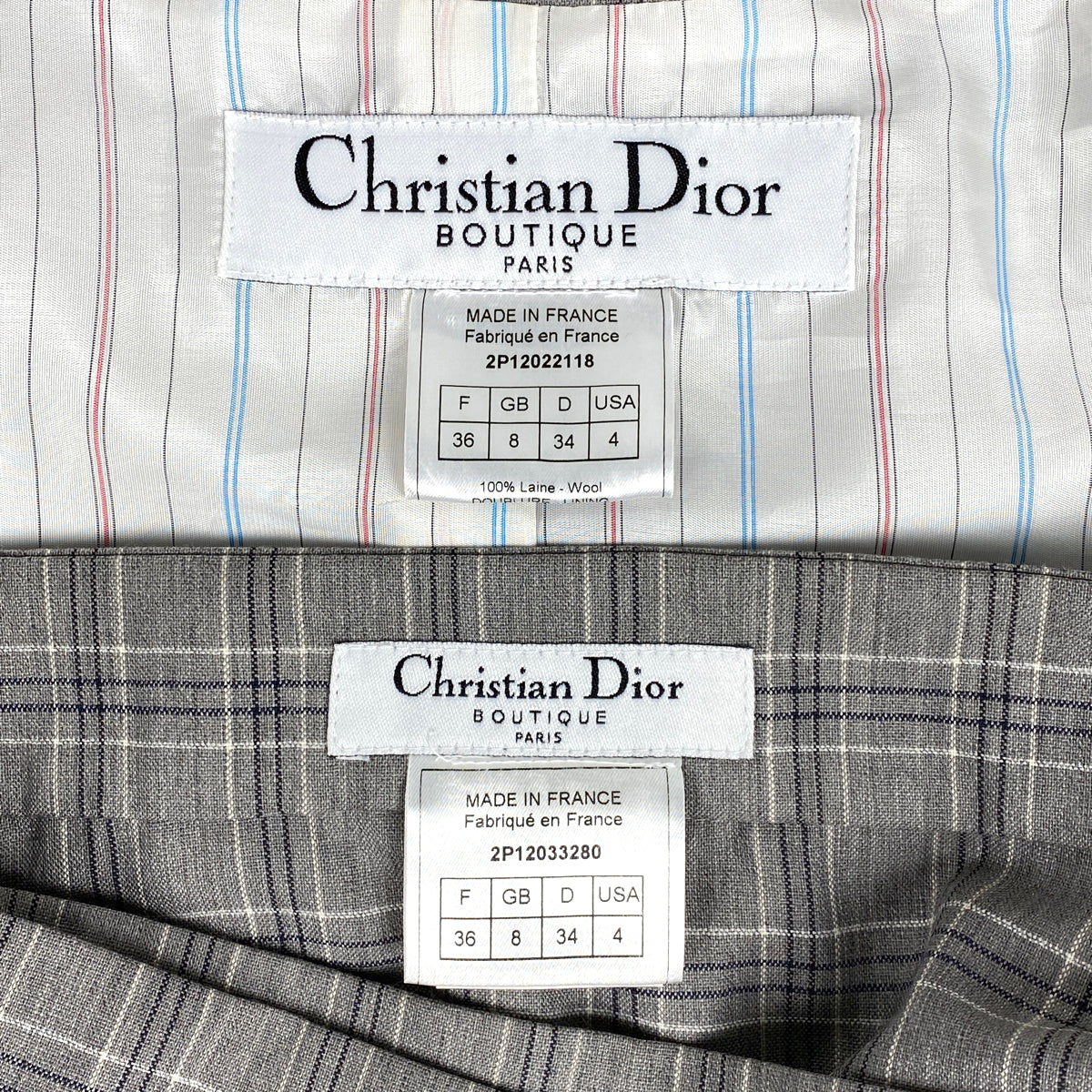 バイセル公式】クリスチャンディオール チェック柄 スカートスーツ