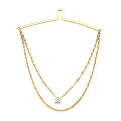 ダイヤモンド タイチェーン YG イエローゴールド タイピン K18 ダイヤモンド メンズ 【中古】nbjwl