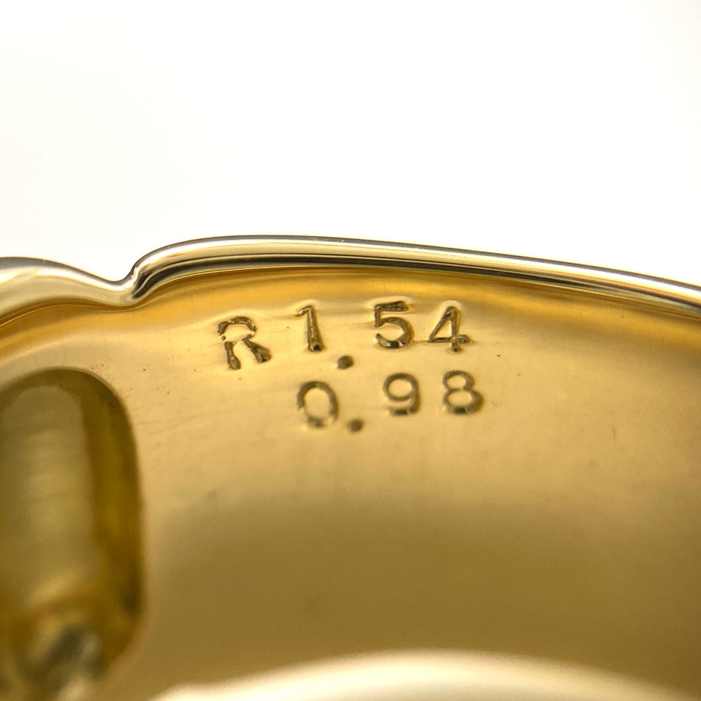 フラワーモチーフ デザインリング YG イエローゴールド 指輪 ルビー メレダイヤ 花 リング 10.5号 K18 ルビー ダイヤモンド レディース 【中古】nbjwl