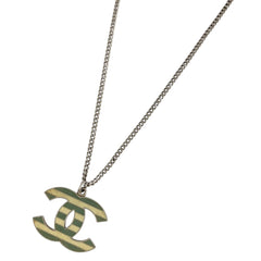 シャネル ココマーク ネックレス CCマーク ネックレス シルバーメッキ シルバー グリーン アイボリー レディース 【中古】bracc