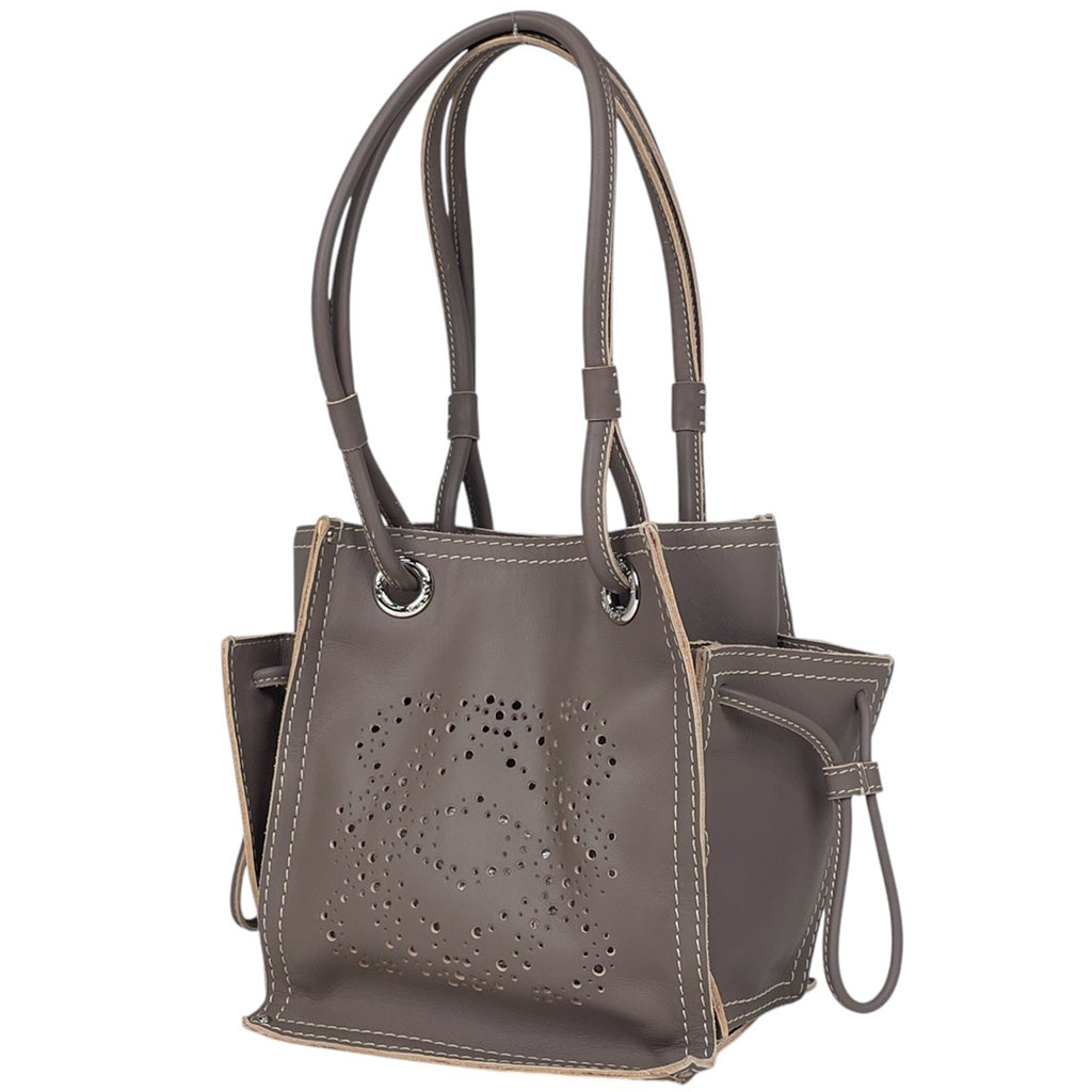 ロエベ アナグラム トートバッグ パンチング ショルダーバッグ トートバッグ レザー ブラウン レディース 【中古】brbag