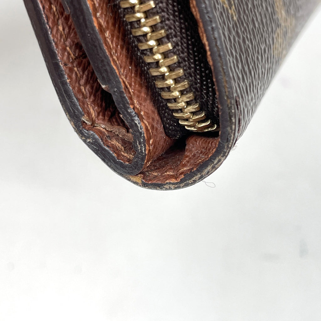 ルイ・ヴィトン コンパクト ジップ 札入れ 小銭入れ 二つ折り財布 モノグラム ブラウン M61667 レディース 【中古】brbag