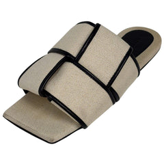 ボッテガヴェネタ イントレチャート フラット サンダル スクエアトゥ ミュール 靴 サンダル ファブリック ホワイト ブラック レディース ブランドアパレル 【中古】brapp