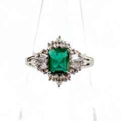 エメラルド デザインリング プラチナ メレダイヤ 指輪 リング 10.5号 Pt900 エメラルド ダイヤモンド レディース ノンブランドジュエリー 【中古】nbjwl