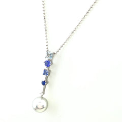 タサキ パール デザインネックレス ペンダント メレダイヤ 真珠 ダイヤモンド ネックレス 750 タンザナイト アクアマリン レディース 【中古】brjwl