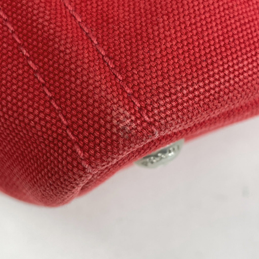 プラダ カナパ トート 2WAY ショルダーバッグ パンチング トートバッグ キャンバス レッド レディース 【中古】brbag