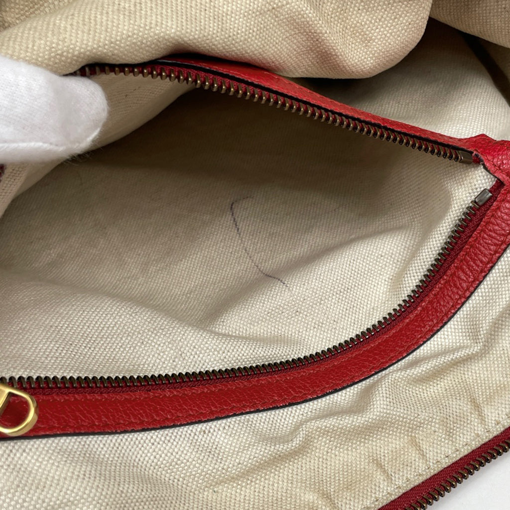 グッチ ロゴ ショルダーバッグ ハーフムーン ショルダーバッグ レザー レッド 523588 レディース 【中古】brbag