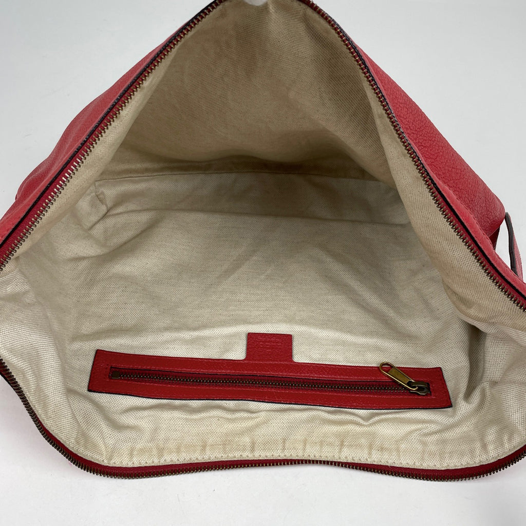 グッチ ロゴ ショルダーバッグ ハーフムーン ショルダーバッグ レザー レッド 523588 レディース 【中古】brbag