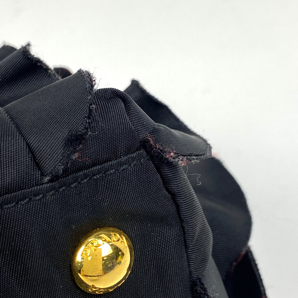 プラダ ロゴ ハンドバッグ 手提げ フリル ハンドバッグ ナイロン ネロ(ブラック) レディース 【中古】brbag