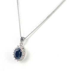 サファイア デザインネックレス プラチナ ペンダント メレダイヤ ダイヤモンド ネックレス Pt900 Pt850 サファイア レディース 【中古】nbjwl