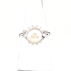 パール デザインリング プラチナ 指輪 メレダイヤ 真珠 リング 11.5号 Pt900 パール ダイヤモンド レディース 【中古】nbjwl