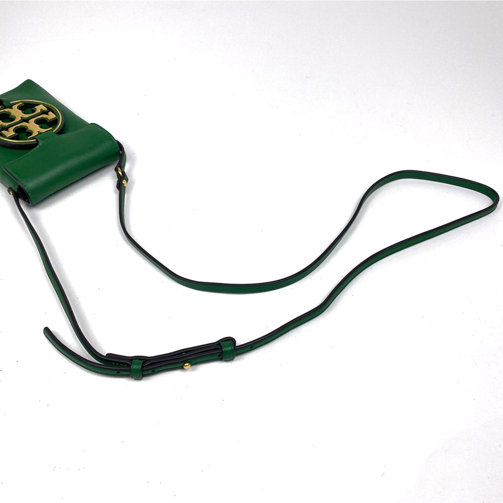 トリーバーチ ロゴ ショルダーバッグ 斜め掛け スマートフォンケース ショルダーバッグ レザー グリーン レディース 【中古】brbag