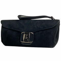 サルヴァトーレフェラガモ ヴァラリボン クラッチバッグ 手持ち セカンドバッグ クラッチバッグ スエード ブラック レディース 【中古】brbag