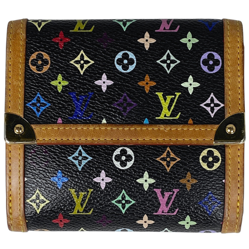 ルイ・ヴィトン ポルト モネ ビエ カルト クレディ Wホック 三つ折り財布 モノグラムマルチカラー ノワール(ブラック) M92984 レディース 【中古】brbag