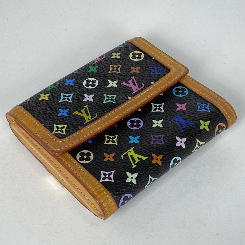 ルイ・ヴィトン ポルト モネ ビエ カルト クレディ Wホック 三つ折り財布 モノグラムマルチカラー ノワール(ブラック) M92984 レディース 【中古】brbag