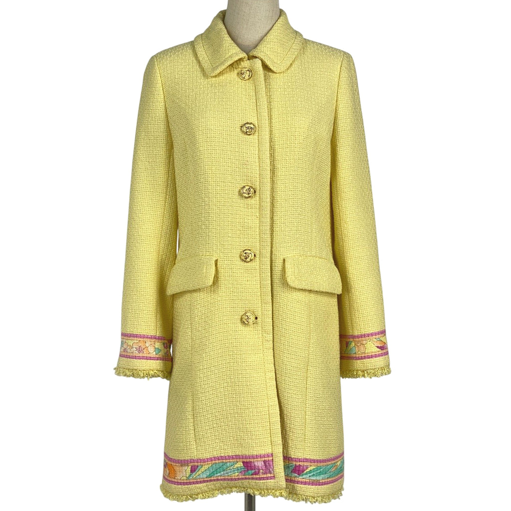 レオナール ロゴ ステンカラーコート 花柄 アウター その他コート イエロー レディース 【中古】brapp