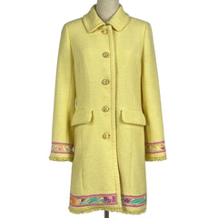 レオナール ロゴ ステンカラーコート 花柄 アウター その他コート イエロー レディース 【中古】brapp