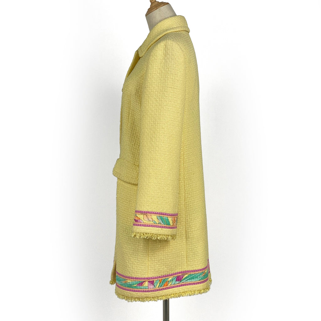 レオナール ロゴ ステンカラーコート 花柄 アウター その他コート イエロー レディース 【中古】brapp