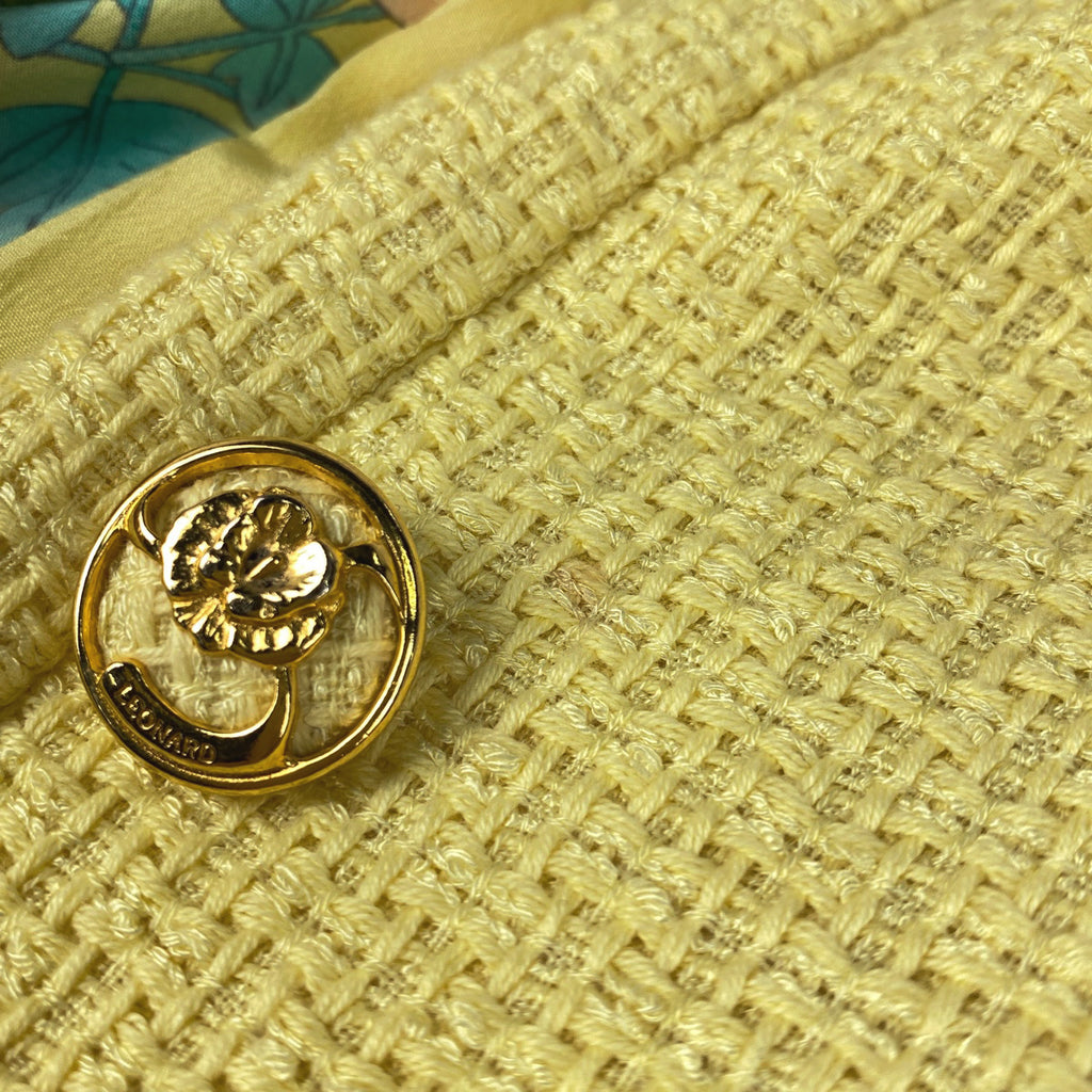 レオナール ロゴ ステンカラーコート 花柄 アウター その他コート イエロー レディース 【中古】brapp