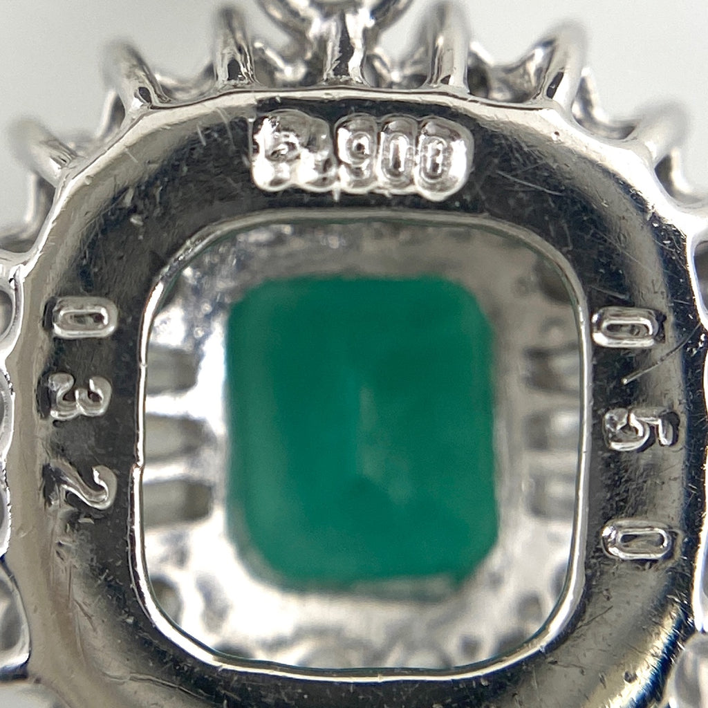 エメラルド デザインネックレス プラチナ ペンダント メレダイヤ ネックレス Pt900 Pt850 ダイヤモンド レディース 【中古】nbjwl