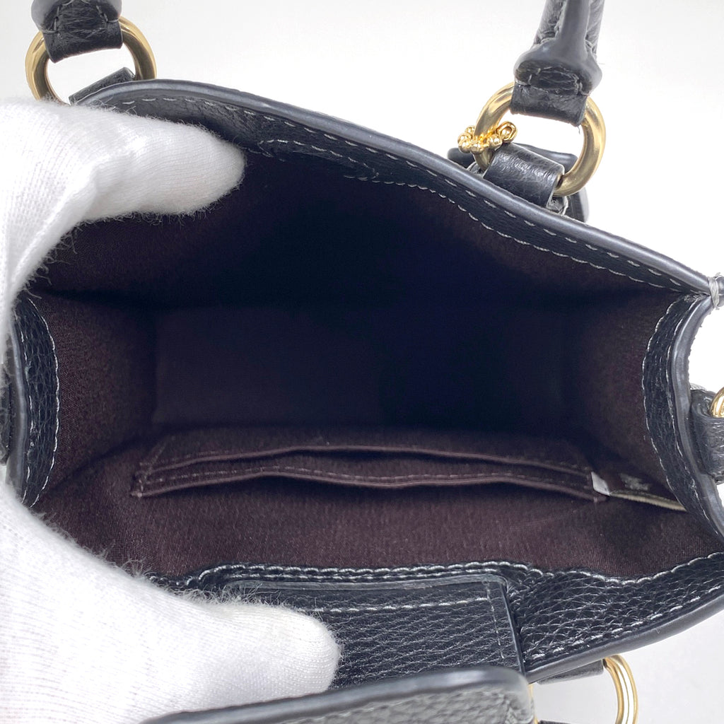 コーチ ロゴ ハンドバッグ 2WAY ミニ ショルダーバッグ ハンドバッグ レザー ブラック CJ500 レディース 【中古】brbag
