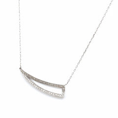 メレダイヤ デザインネックレス WG ホワイトゴールド ペンダント  ネックレス K18 WG ダイヤモンド レディース 【中古】nbjwl