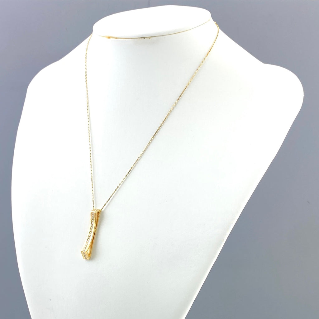 メレダイヤ デザインネックレス YG イエローゴールド ペンダント ネックレス K18 ダイヤモンド レディース 【中古】nbjwl