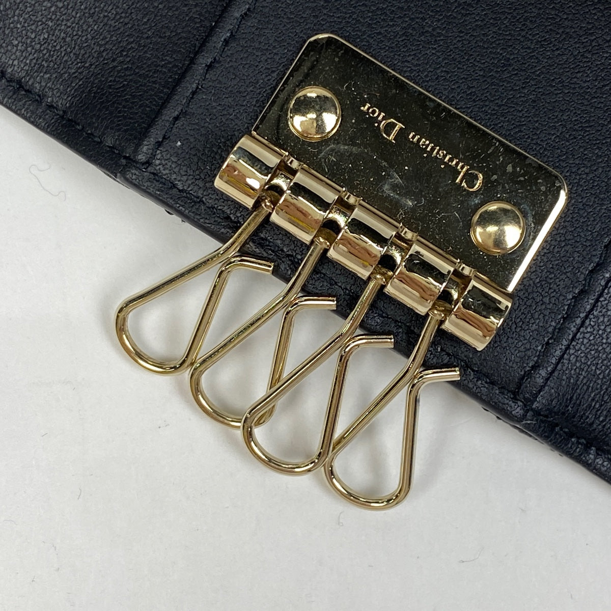 DIOR キーケース Miss DIOR カナージュ 4連 レザー 黒 箱付き