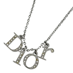 【在庫一掃】 クリスチャンディオール ロゴ ラインストーン ネックレス ネックレス シルバーメッキ シルバー レディース 【中古】bracc