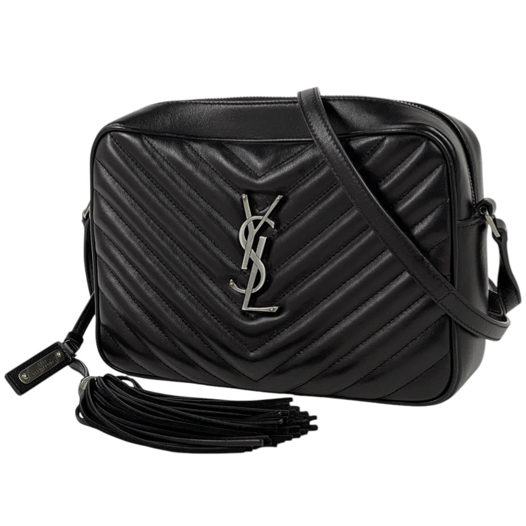 サンローラン ロゴ ショルダーバッグ タッセル フリンジ ショルダーバッグ レザー ブラック レディース 【中古】brbag
