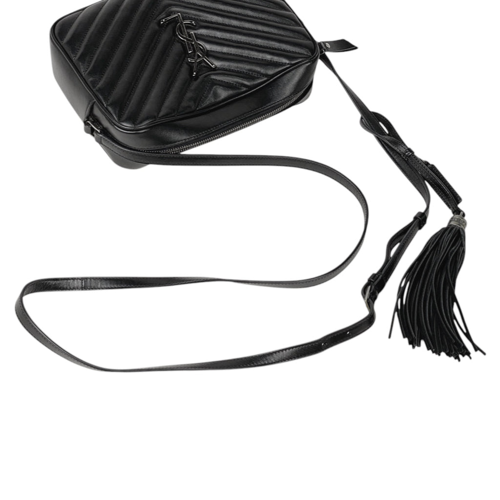 サンローラン ロゴ ショルダーバッグ タッセル フリンジ ショルダーバッグ レザー ブラック レディース 【中古】brbag