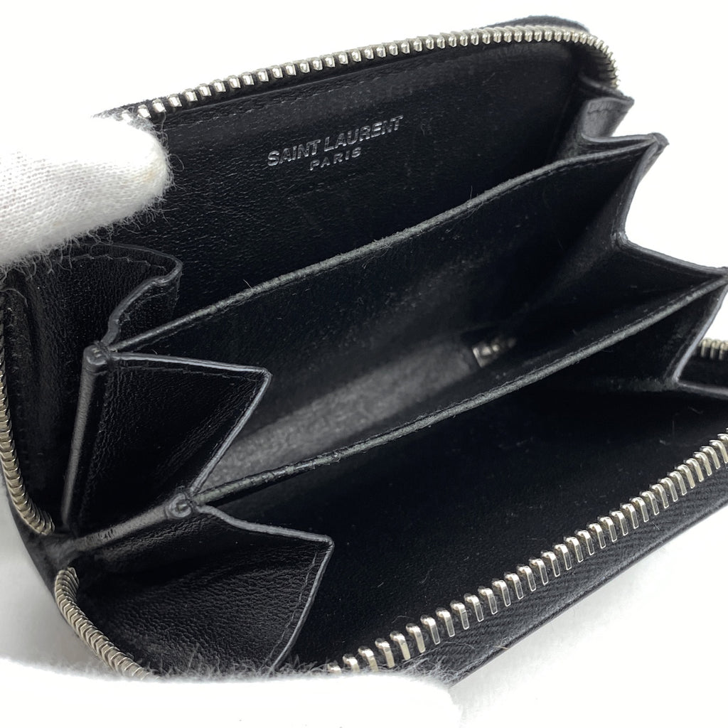 サンローラン ロゴ コインケース 小銭入れ コインケース レザー ブラック レディース 【中古】brbag