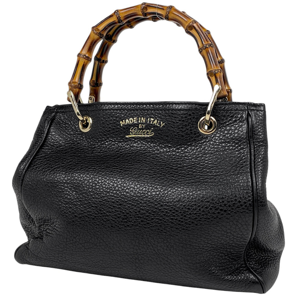 グッチ バンブー ショッパー スモール ハンドバッグ 2WAY ショルダーバッグ ハンドバッグ レザー ブラック 336032 レディース 【中古】brbag