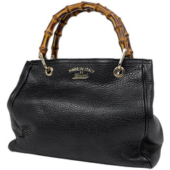 グッチ バンブー ショッパー スモール ハンドバッグ 2WAY ショルダーバッグ ハンドバッグ レザー ブラック 336032 レディース 【中古】brbag