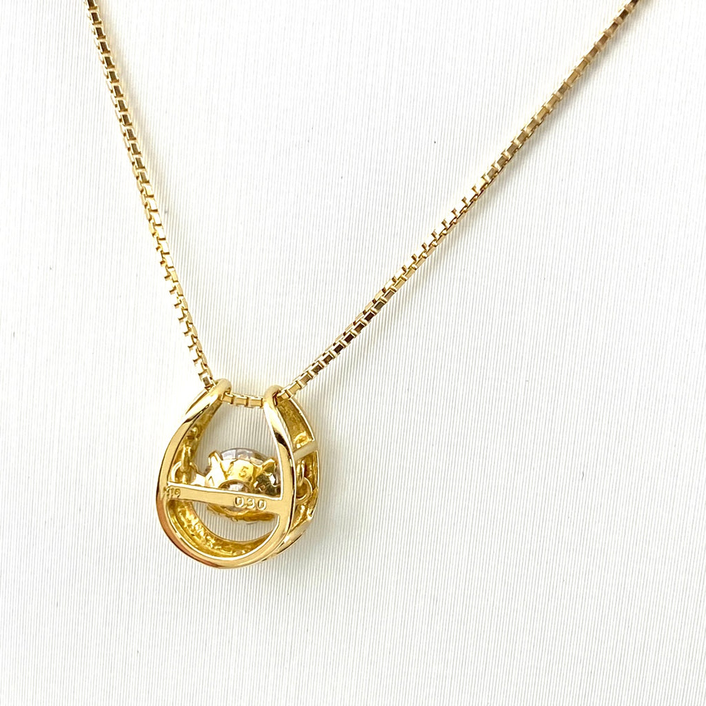 メレダイヤ デザインネックレス YG イエローゴールド ペンダント ネックレス K18 ダイヤモンド レディース 【中古】nbjwl