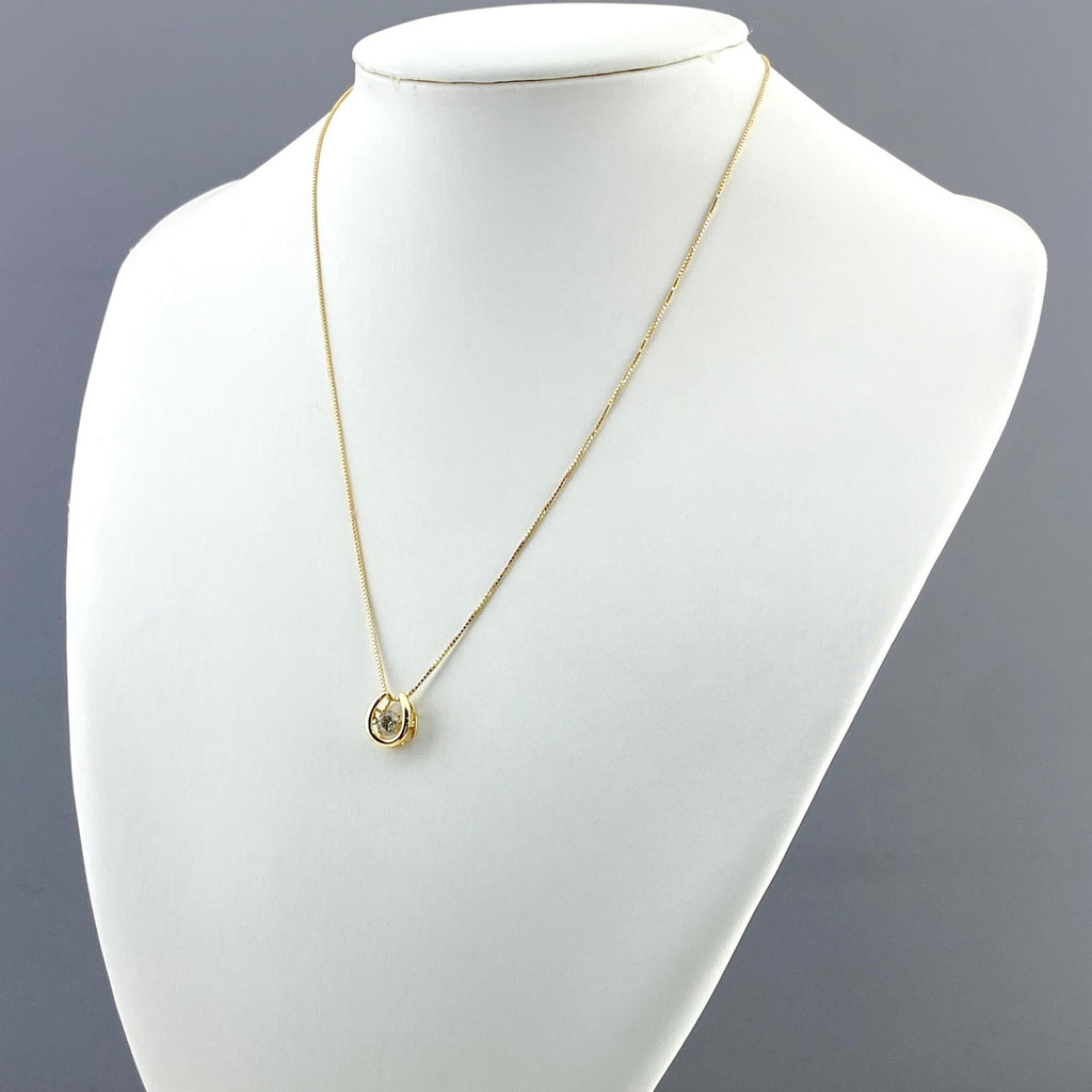 メレダイヤ デザインネックレス YG イエローゴールド ペンダント ネックレス K18 ダイヤモンド レディース 【中古】nbjwl