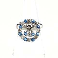 アクアマリン デザインリング プラチナ 指輪 メレダイヤ リング 14号 Pt900 アクアマリン ダイヤモンド レディース 【中古】nbjwl