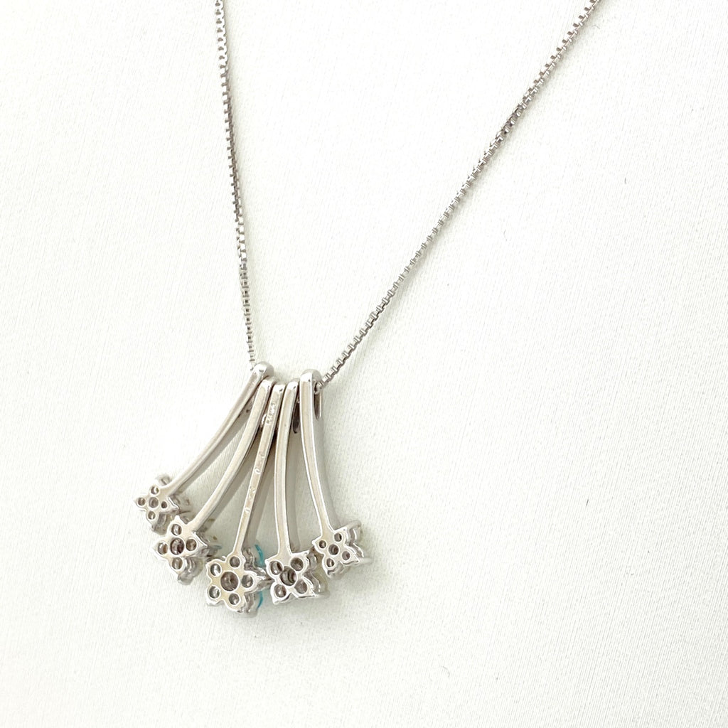 フラワーモチーフ デザインネックレス WG ホワイトゴールド ペンダント メレダイヤ ダイヤモンド ネックレス K18 WG パライバトルマリン レディース 【中古】nbjwl