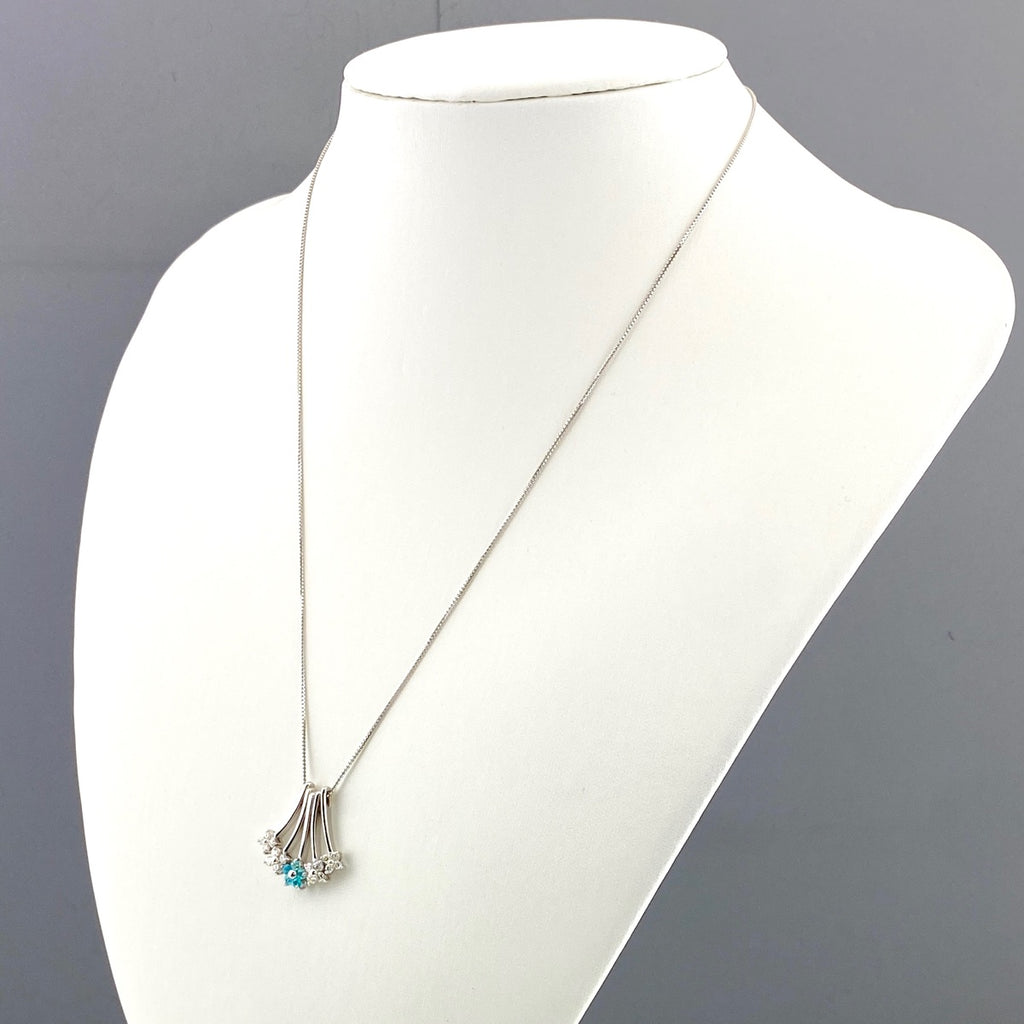 フラワーモチーフ デザインネックレス WG ホワイトゴールド ペンダント メレダイヤ ダイヤモンド ネックレス K18 WG パライバトルマリン レディース 【中古】nbjwl