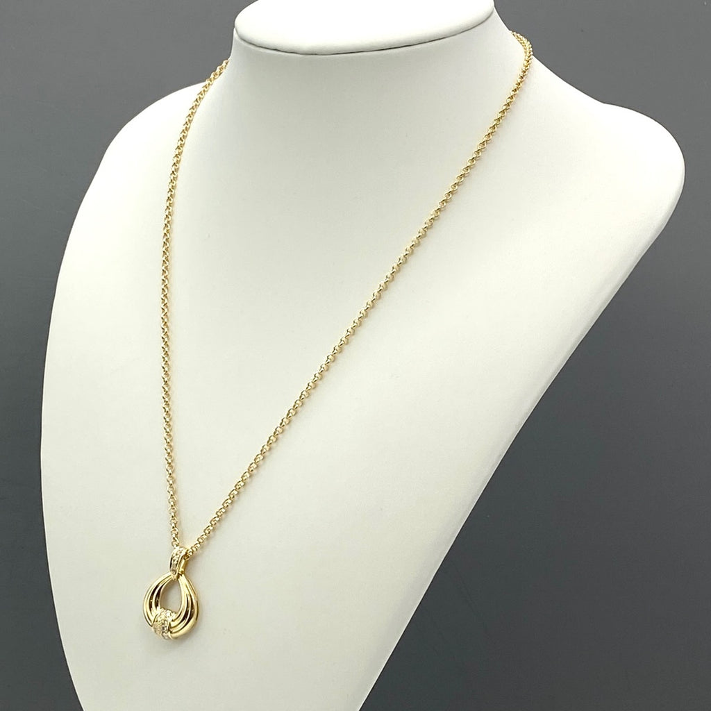メレダイヤ デザインネックレス YG イエローゴールド ペンダント ネックレス K18 ダイヤモンド レディース 【中古】nbjwl