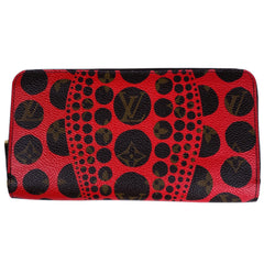 【在庫一掃】 ルイ・ヴィトン ジッピーウォレット 草間彌生 パンプキンドット ラウンドファスナー 長財布 モノグラム ブラウン ルージュ M60450 レディース 【中古】brbag