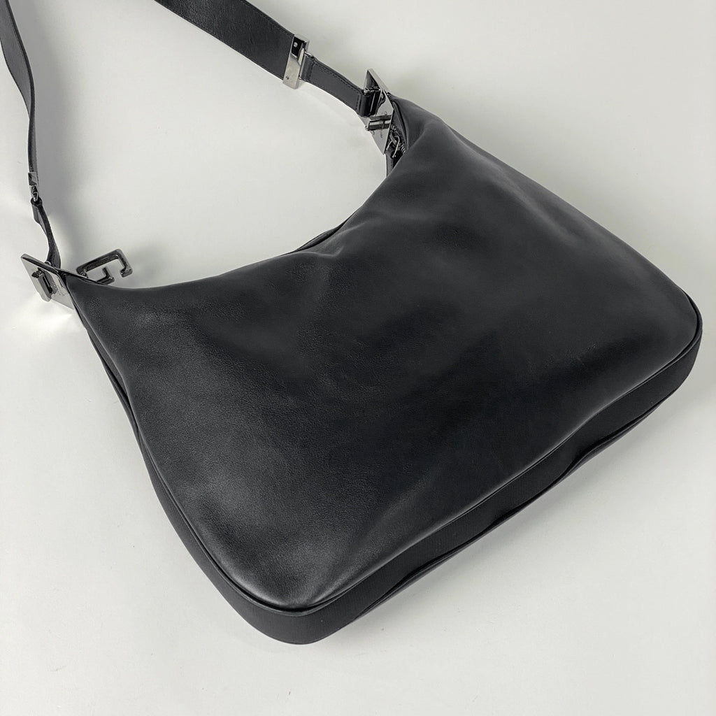 グッチ ロゴ ショルダーバッグ レザー ブラック 0013341 レディース 【中古】brbag
