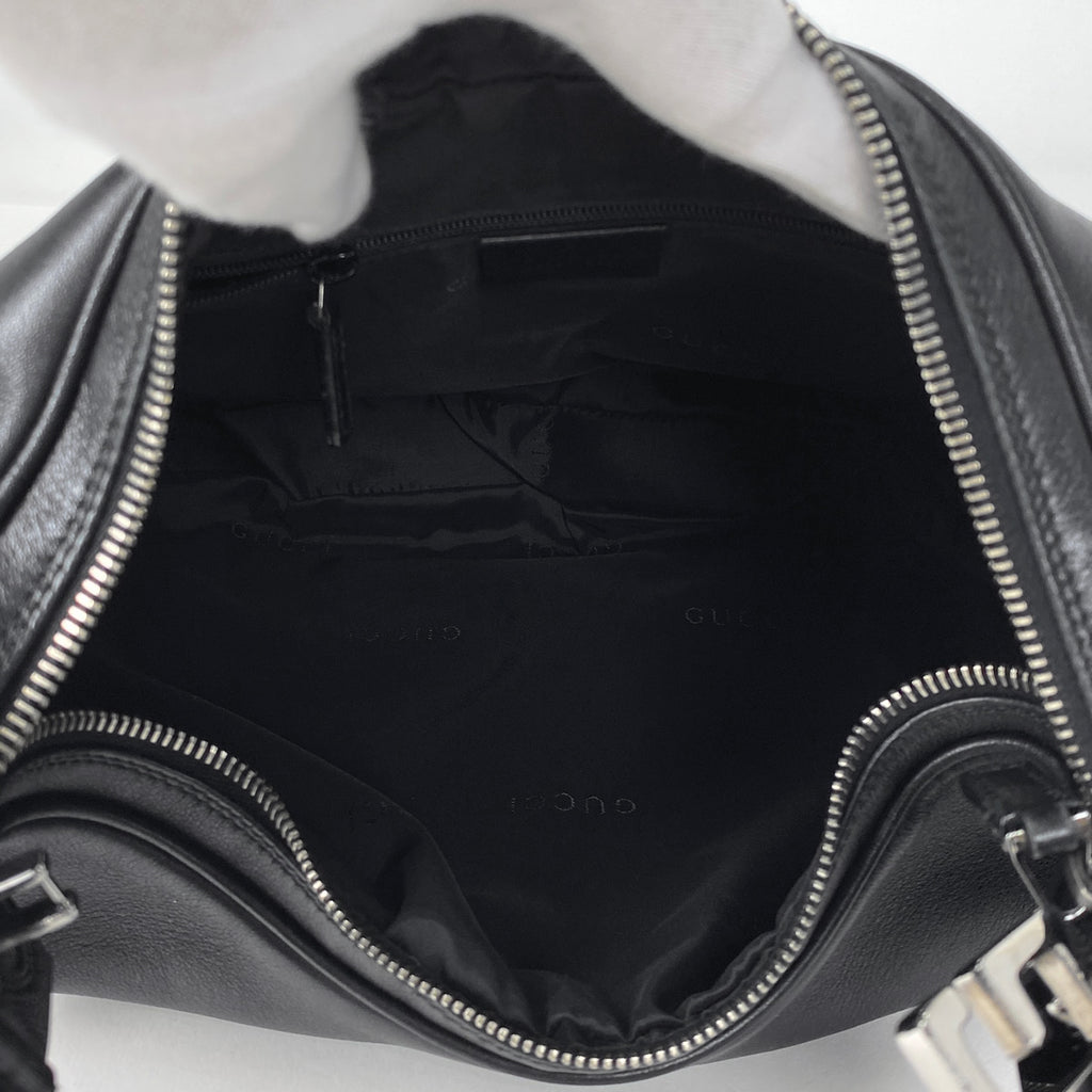 グッチ ロゴ ショルダーバッグ レザー ブラック 0013341 レディース 【中古】brbag