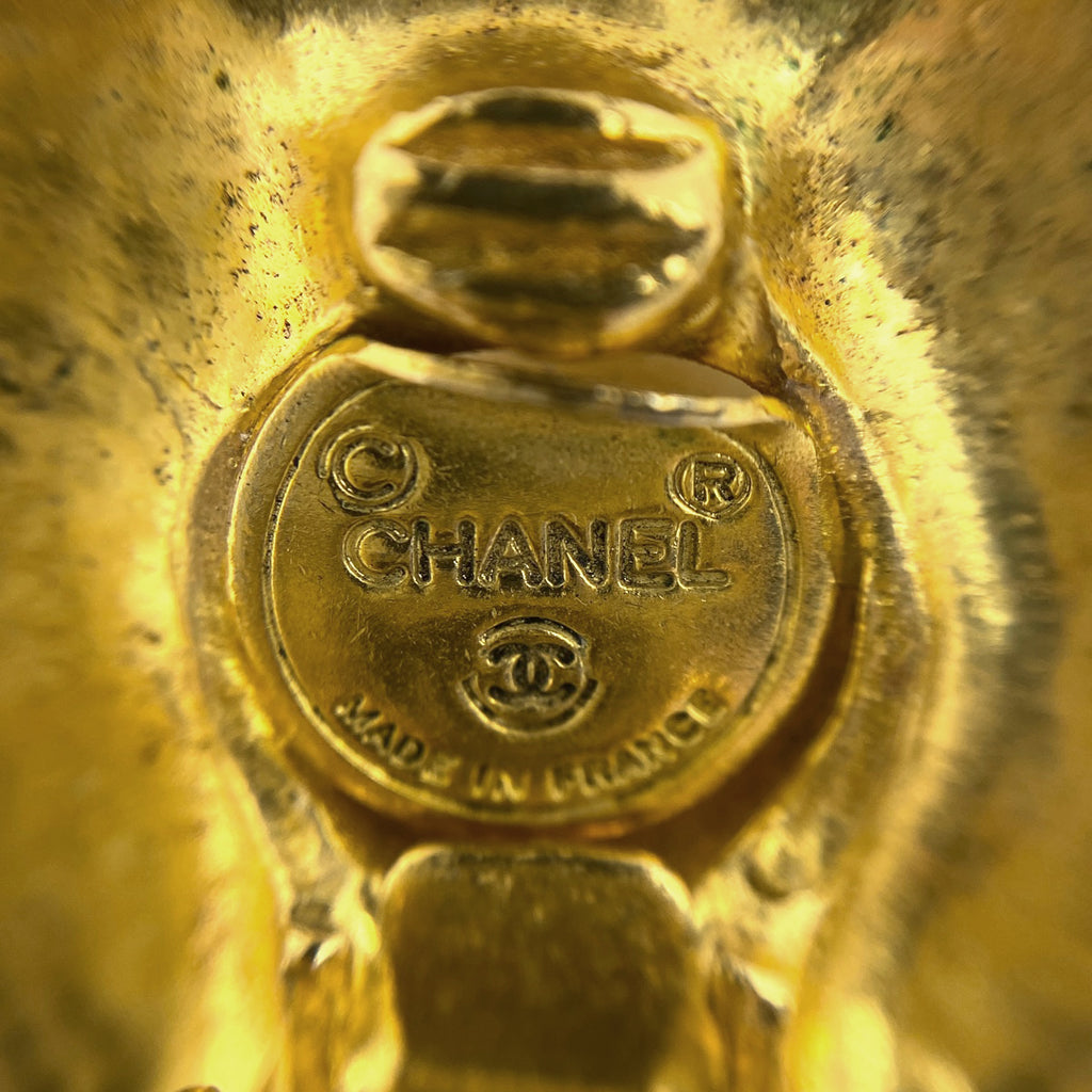 美品 イヤリング ココマーク ロゴ フェイクパール ラインストーン ゴールドカ シャネル CHANEL イヤリング ココマーク パール GP ライン