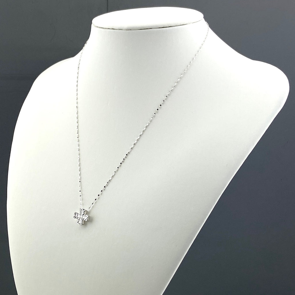 クロスモチーフ デザインネックレス WG ホワイトゴールド ペンダント メレダイヤ 十字架 ネックレス K18 WG ダイヤモンド レディース 【中古】nbjwl
