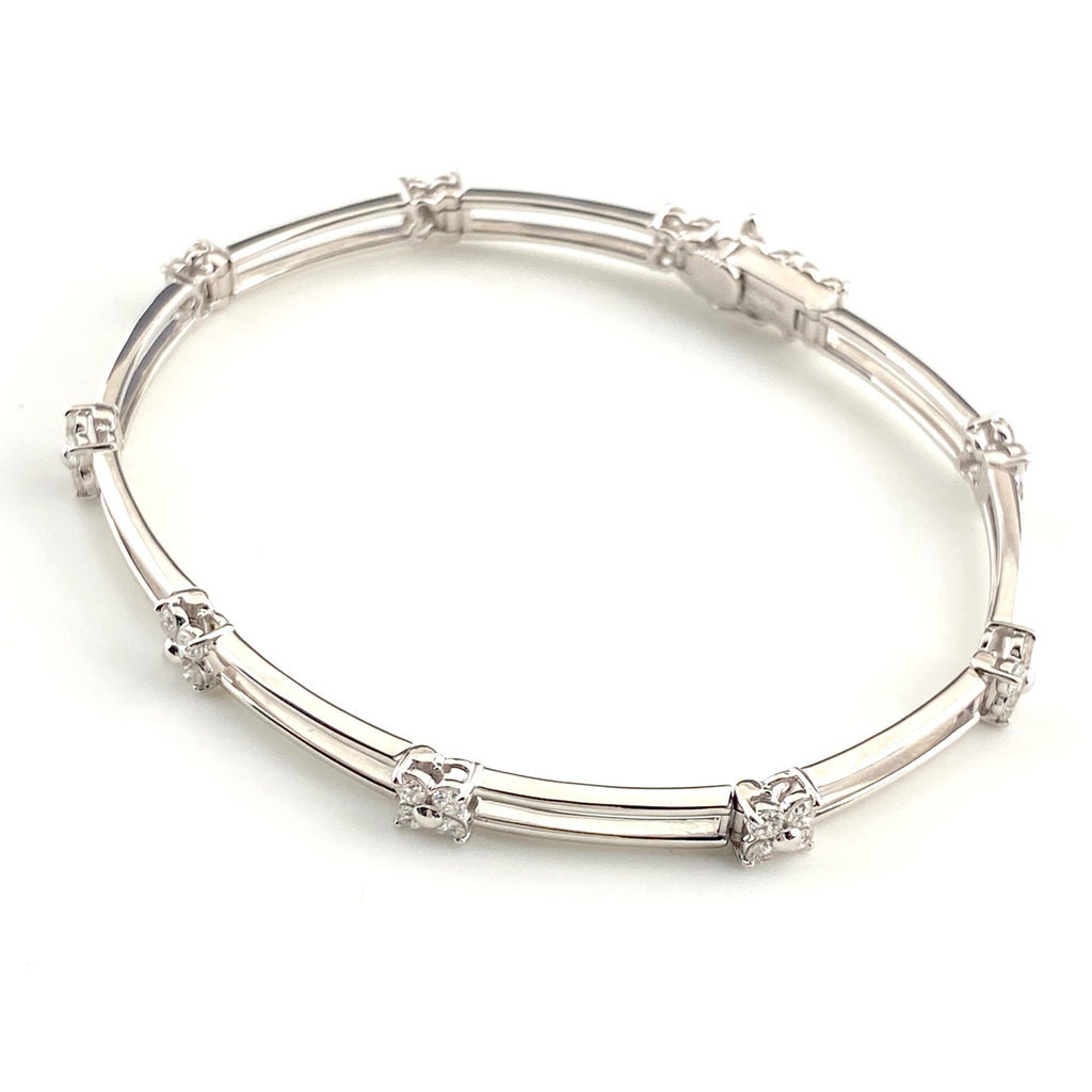 タサキ メレダイヤ デザインブレスレット WG ホワイトゴールド 腕輪 ブレスレット K18 WG ダイヤモンド レディース 【中古】brjwl