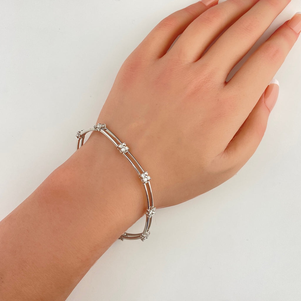 タサキ メレダイヤ デザインブレスレット WG ホワイトゴールド 腕輪 ブレスレット K18 WG ダイヤモンド レディース 【中古】brjwl